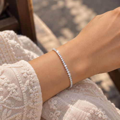 Arohi Tennis Bracelet (925 Pure Silver)