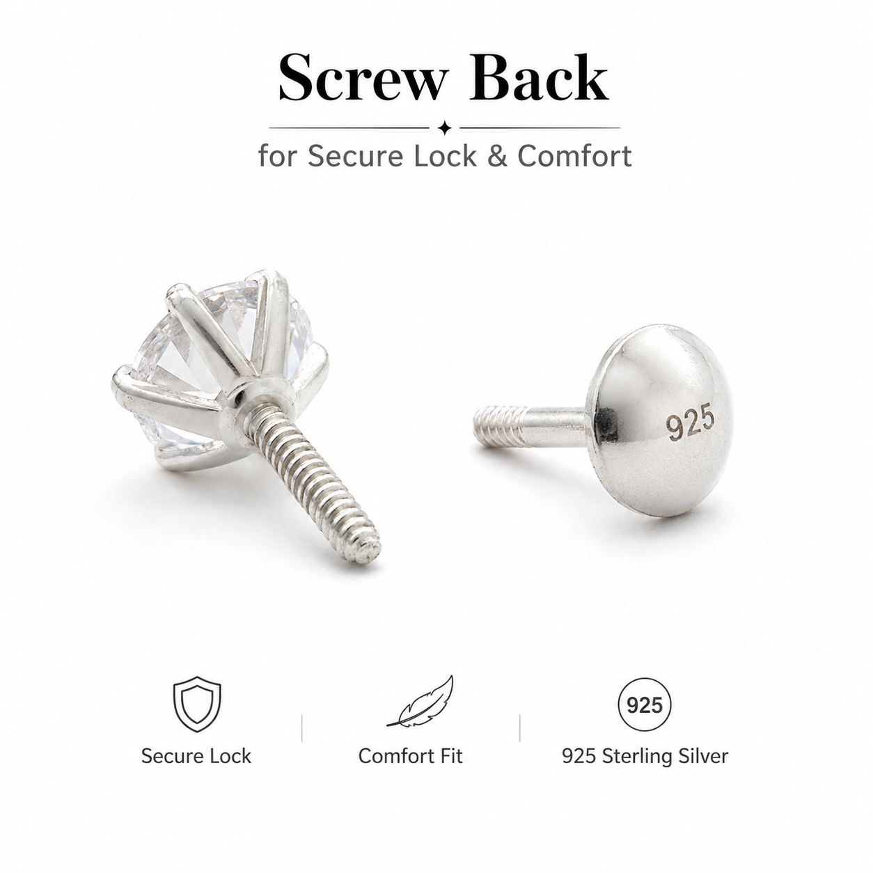 Virat Kohli Solitaire Stud (925 Pure Silver)