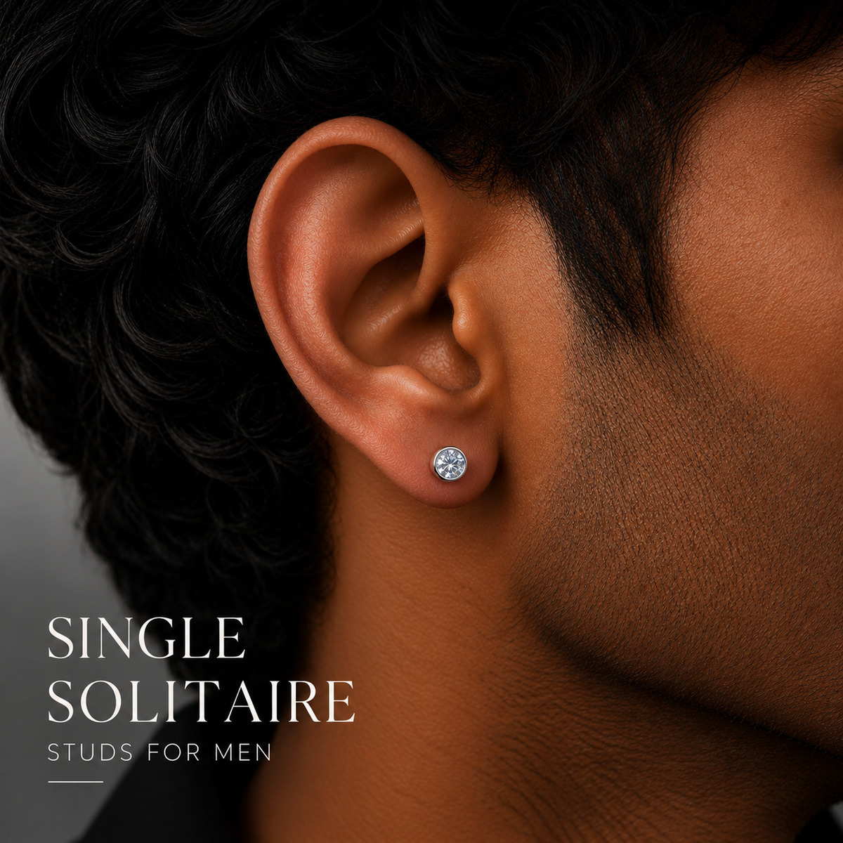 Round Solitaire Stud (925 Pure Silver)