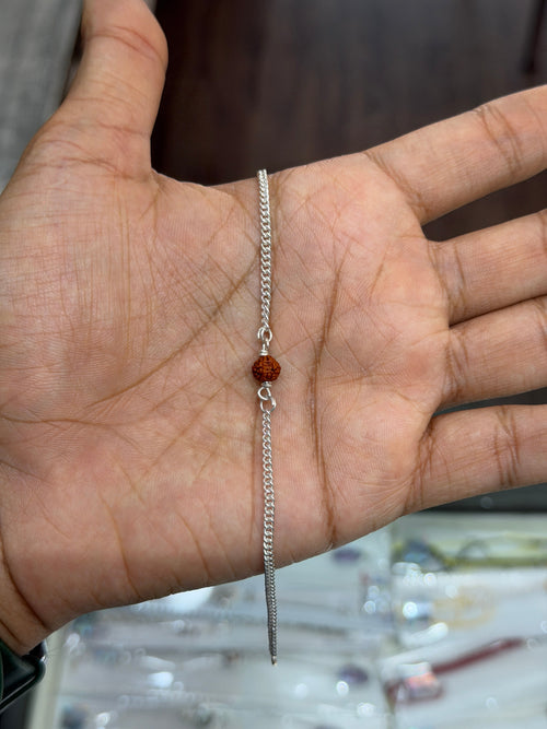 Single Rudraksh Bracelet - Pure Silver