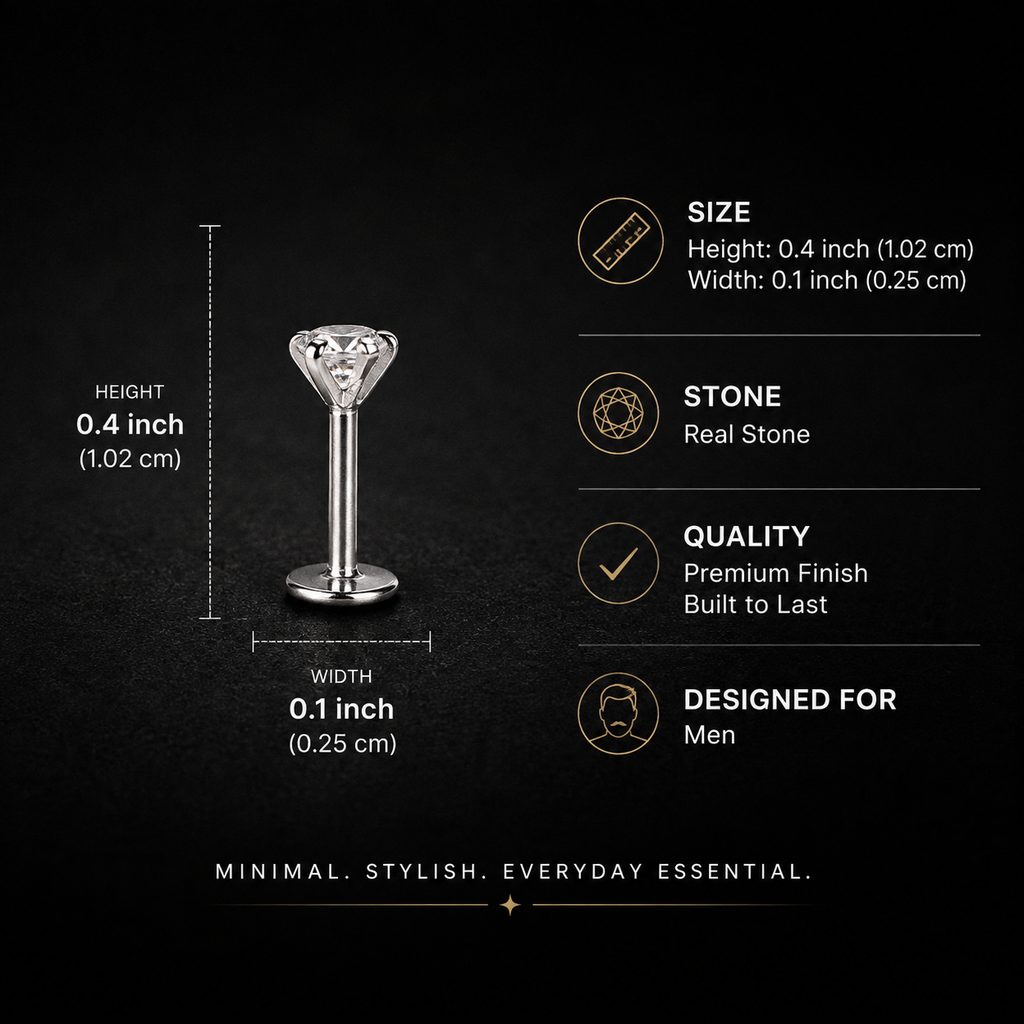 Virat Kohli Solitaire Stud (925 Pure Silver)