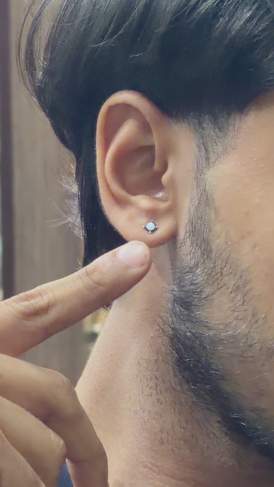 Bold Black Stud (925 Pure Silver)