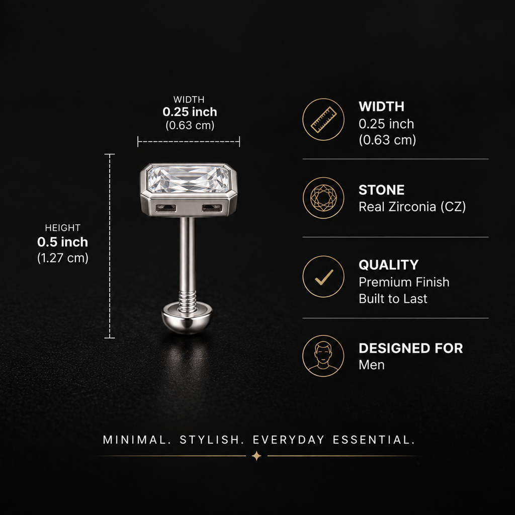 Archer Cut Solitaire Stud (925 Pure Silver)